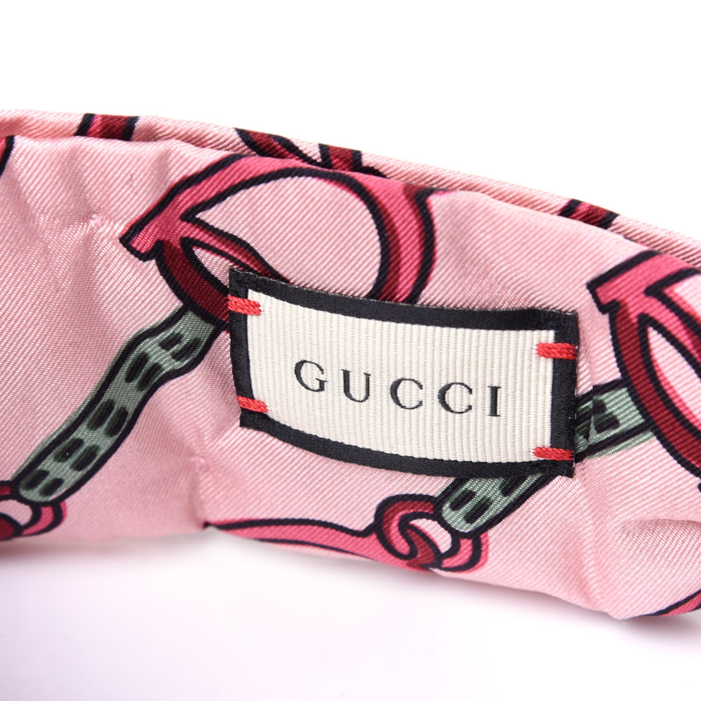 Silk Stirrup Print Headband M Pink