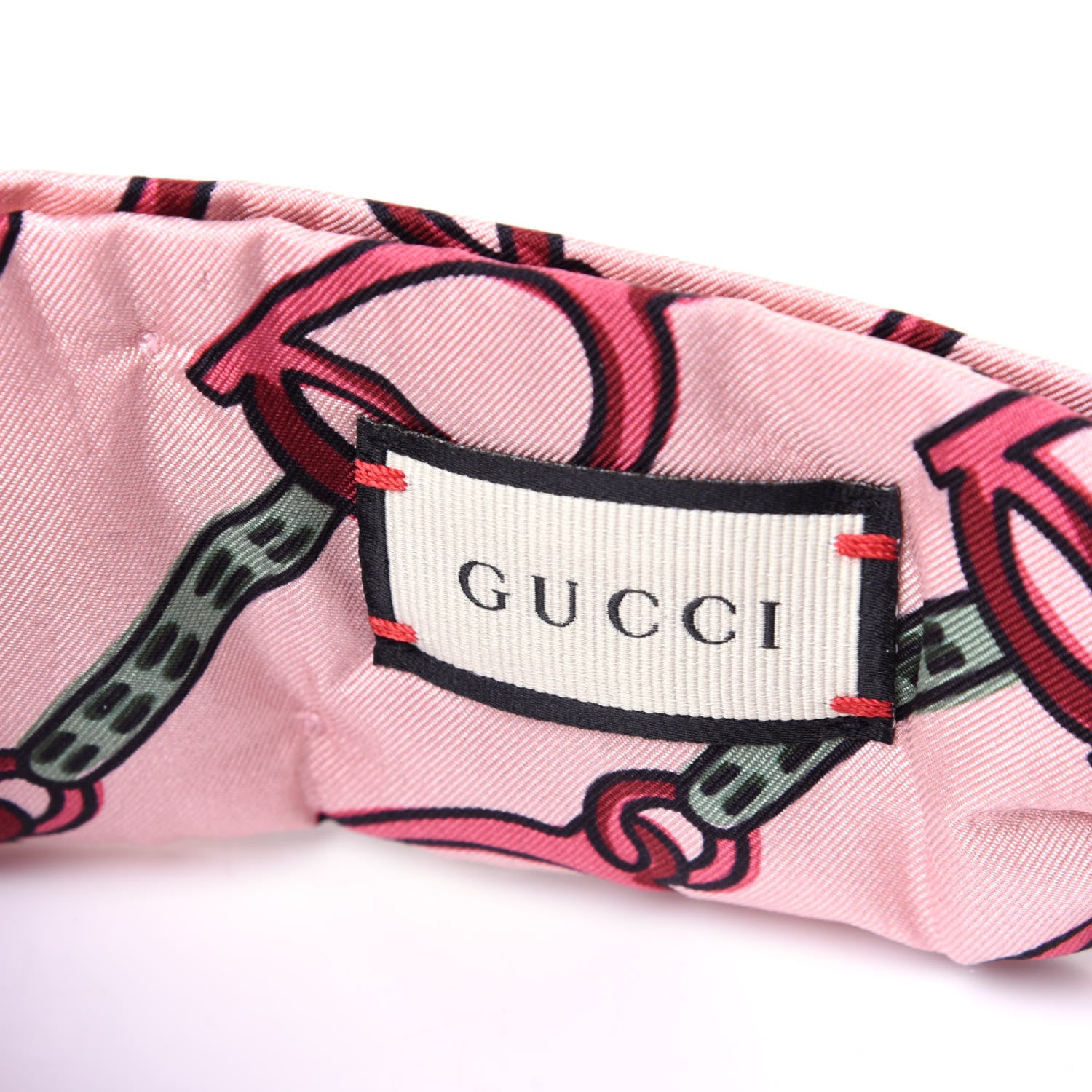 Gucci Silk Stirrup Print Headband M Pink 3 of 6