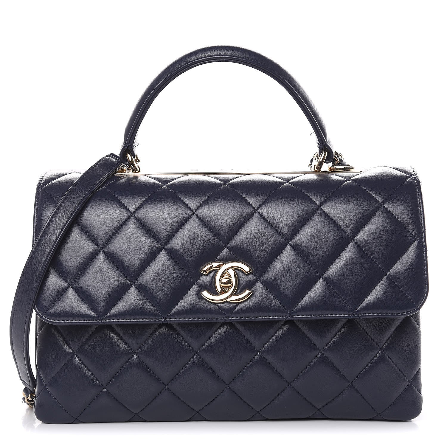 Chanel Lambskin Quilted Medium Trendy CC Flap Dual Handle Bag Navy Blue 1 of 14