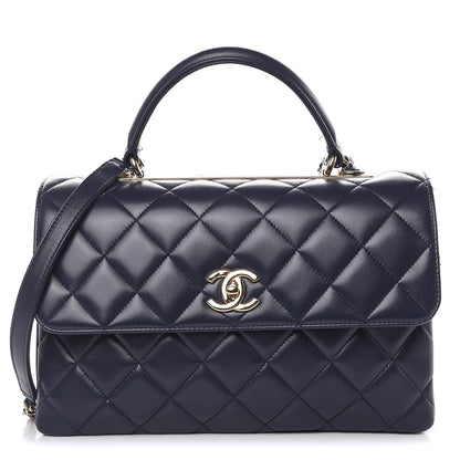 Chanel Lambskin Quilted Medium Trendy CC Flap Dual Handle Bag Navy Blue 1 of 14