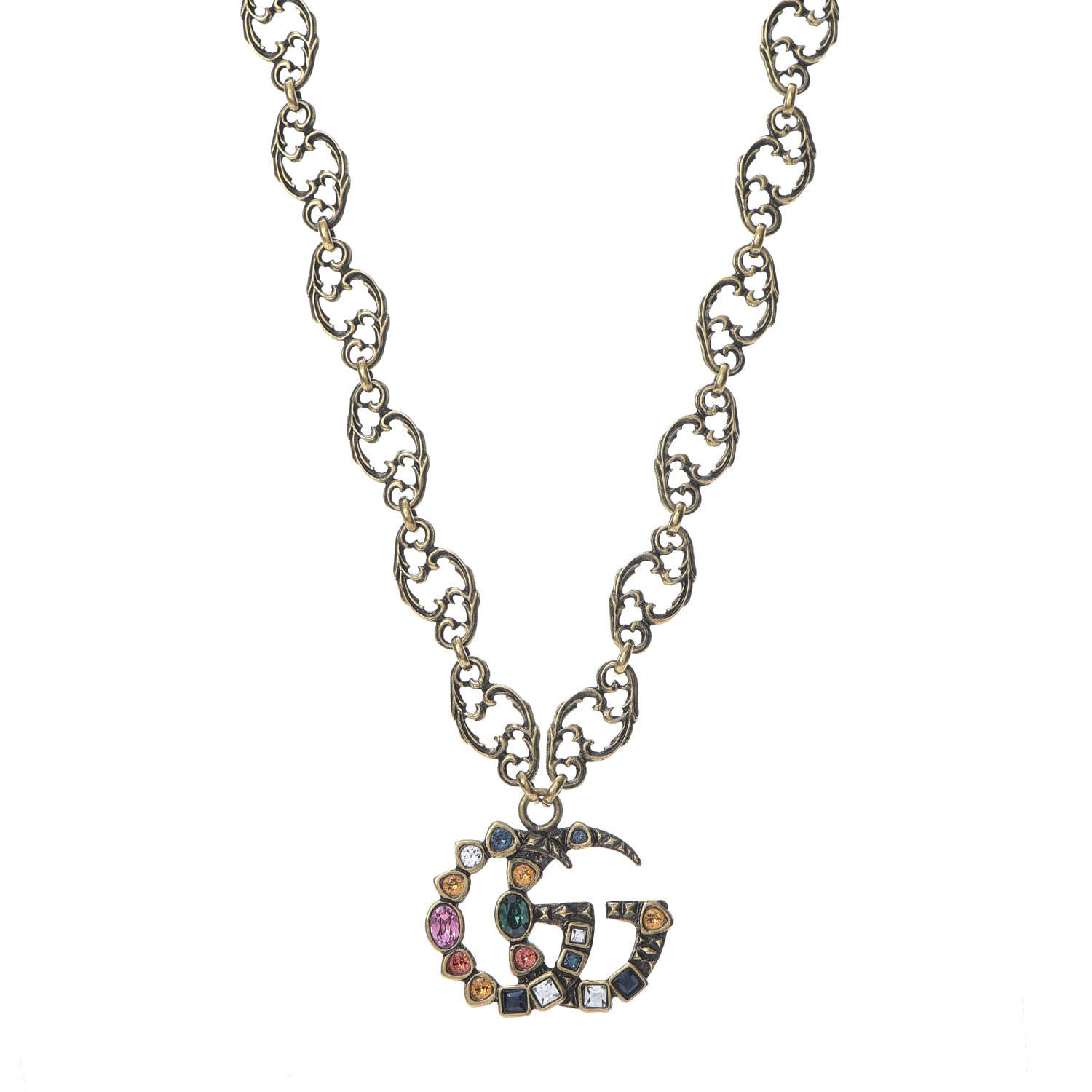 Gucci Crystal Marmont Necklace Aged Gold Multicolor 1 of 5