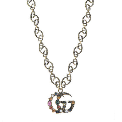Gucci Crystal Marmont Necklace Aged Gold Multicolor 1 of 5