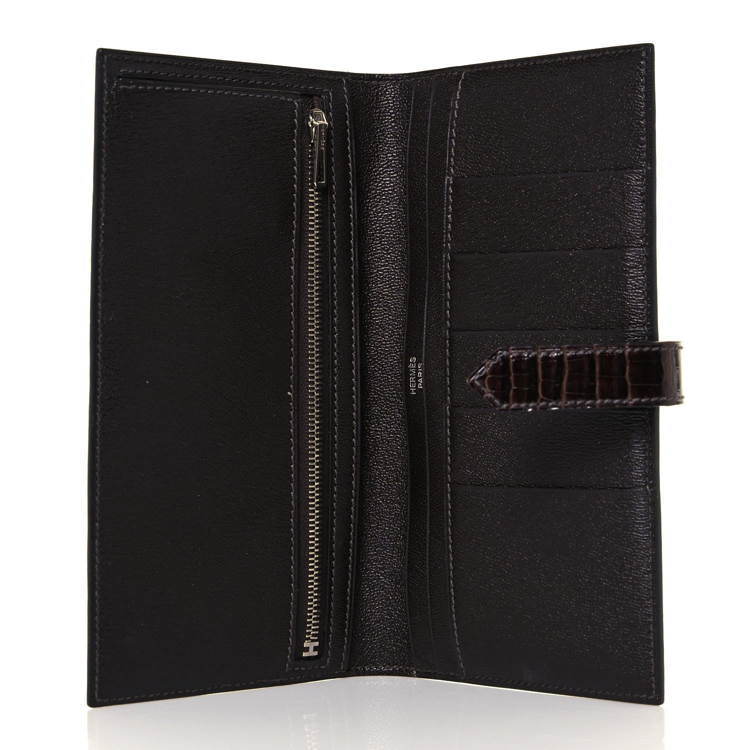 Hermes Shiny Niloticus Crocodile Bearn Wallet Macassar 4 of 11