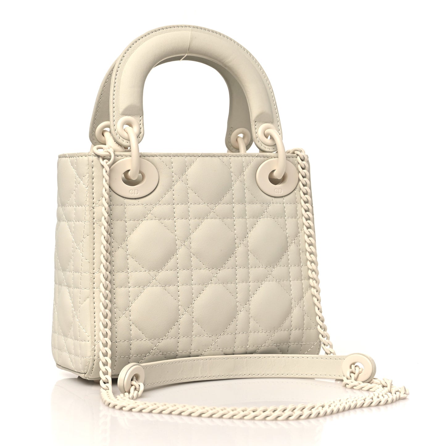 Ultra Matte Calfskin Cannage Mini Lady Dior White