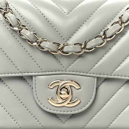 Chanel Lambskin Chevron Quilted Mini Rectangular Flap Grey 9 of 11