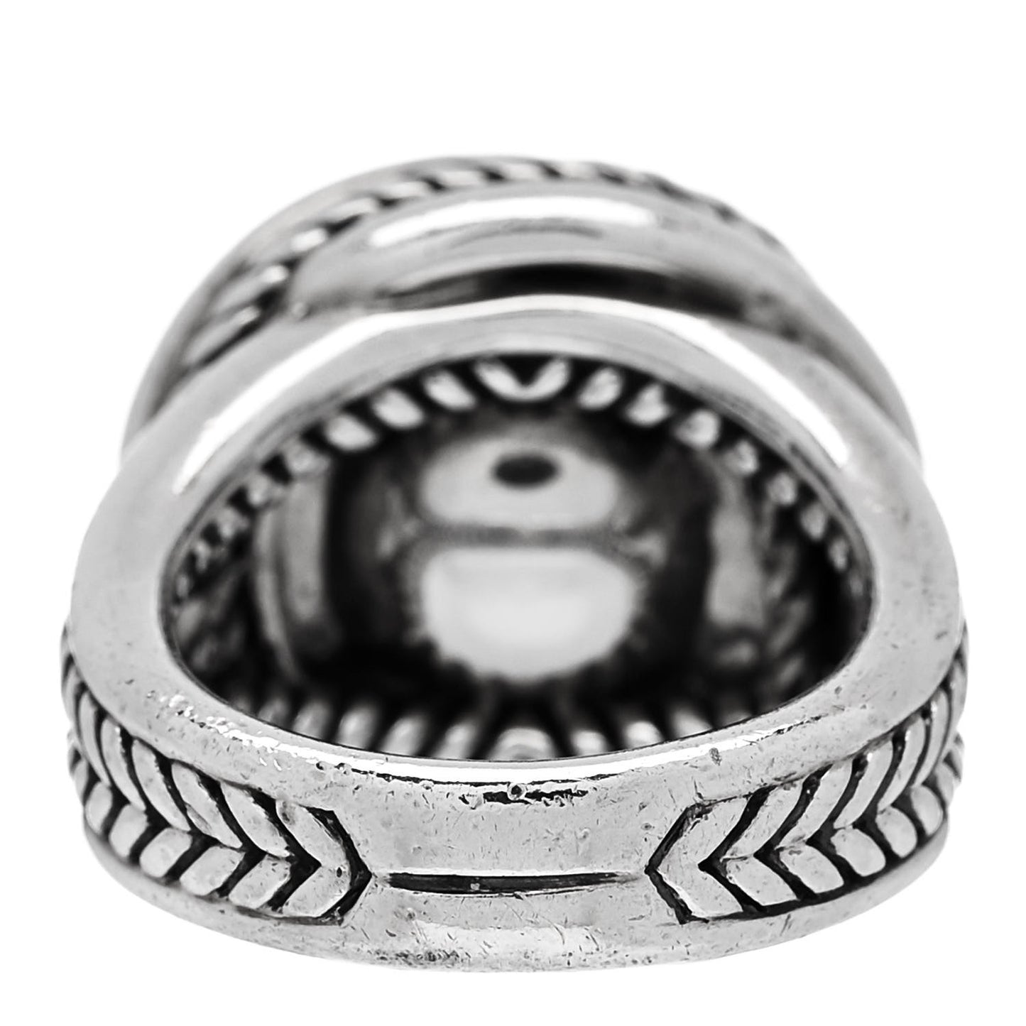 Sterling Silver Diamond Pearl 10mm Crossover Ring 52 6