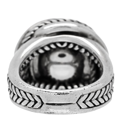 David Yurman Sterling Silver Diamond Pearl 10mm Crossover Ring 52 6 4 of 5