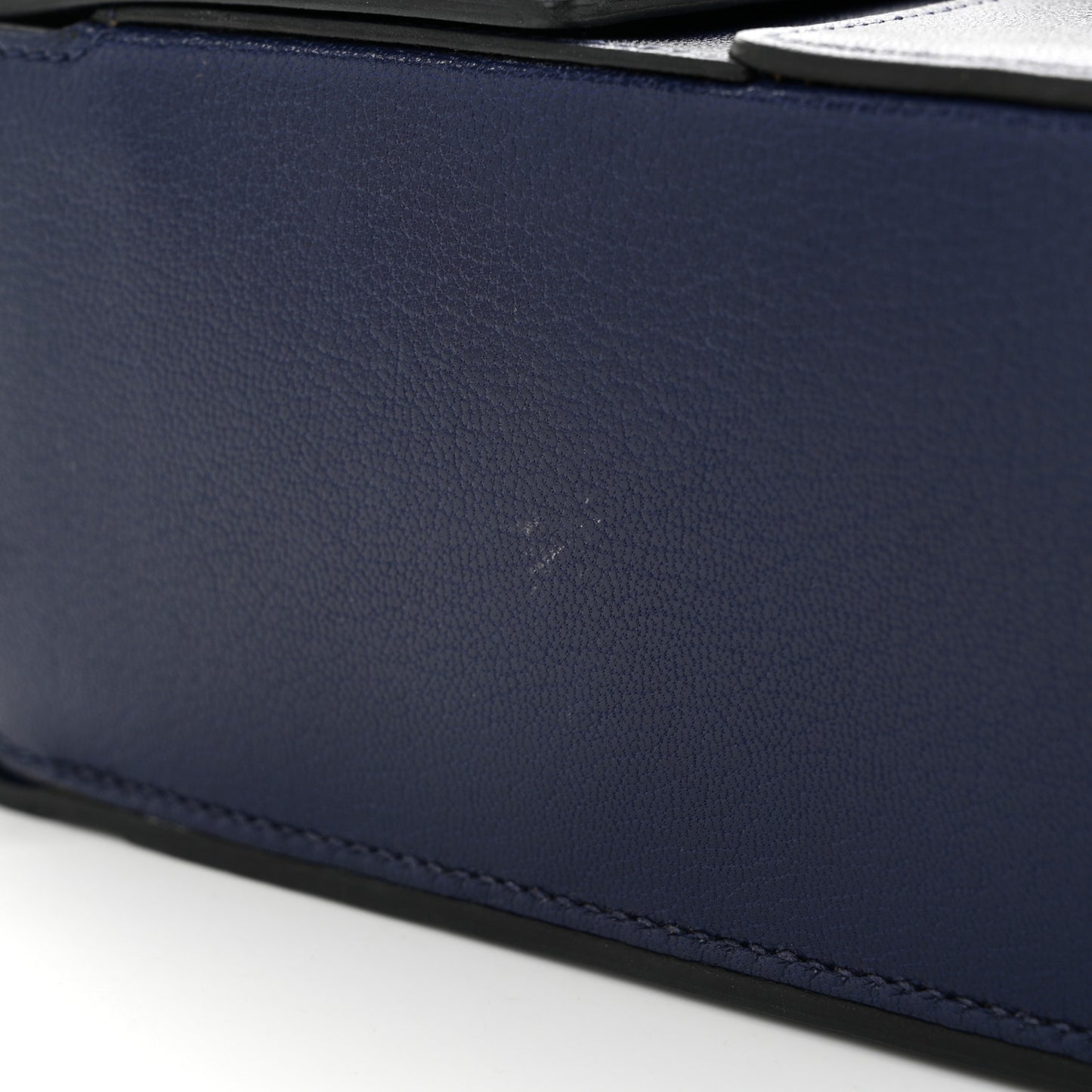 Chevre Mysore Cinhetic Boxy Top Handle Bag Blue Encre