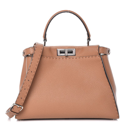 Fendi Cuoio Romano Selleria Bi-Color Medium Peekaboo Iconic Satchel Mou Deserto 3 of 12