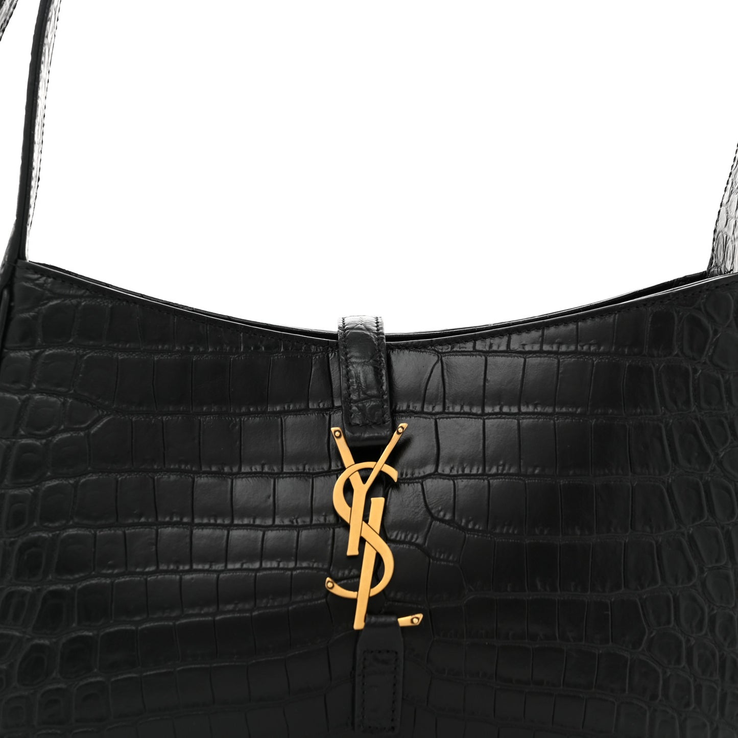 Calfskin Crocodile Embossed Le 5 A 7 Hobo Black