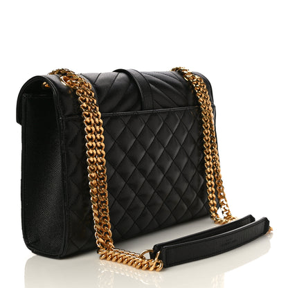 Saint Laurent Grain De Poudre Textured Mixed Matelasse Triquilt Medium Monogram Satchel Black 3 of 11