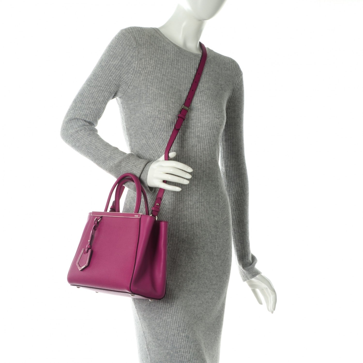 Fendi Vitello Elite Petite 2Jours Tote Magenta 2 of 6