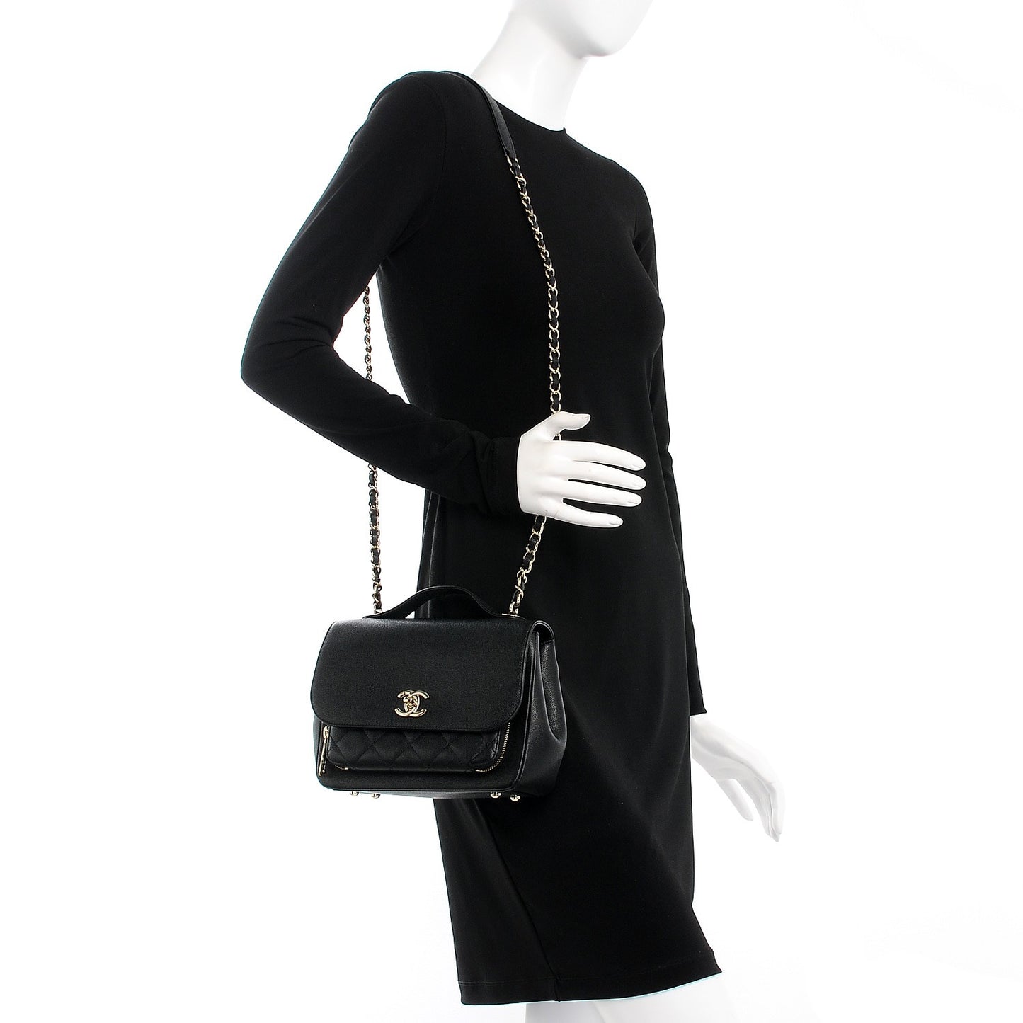 Caviar Quilted Small Business Affinity Flap Black