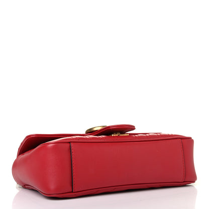 Gucci Calfskin Matelasse Mini GG Marmont Shoulder Bag Hibiscus Red 3 of 4