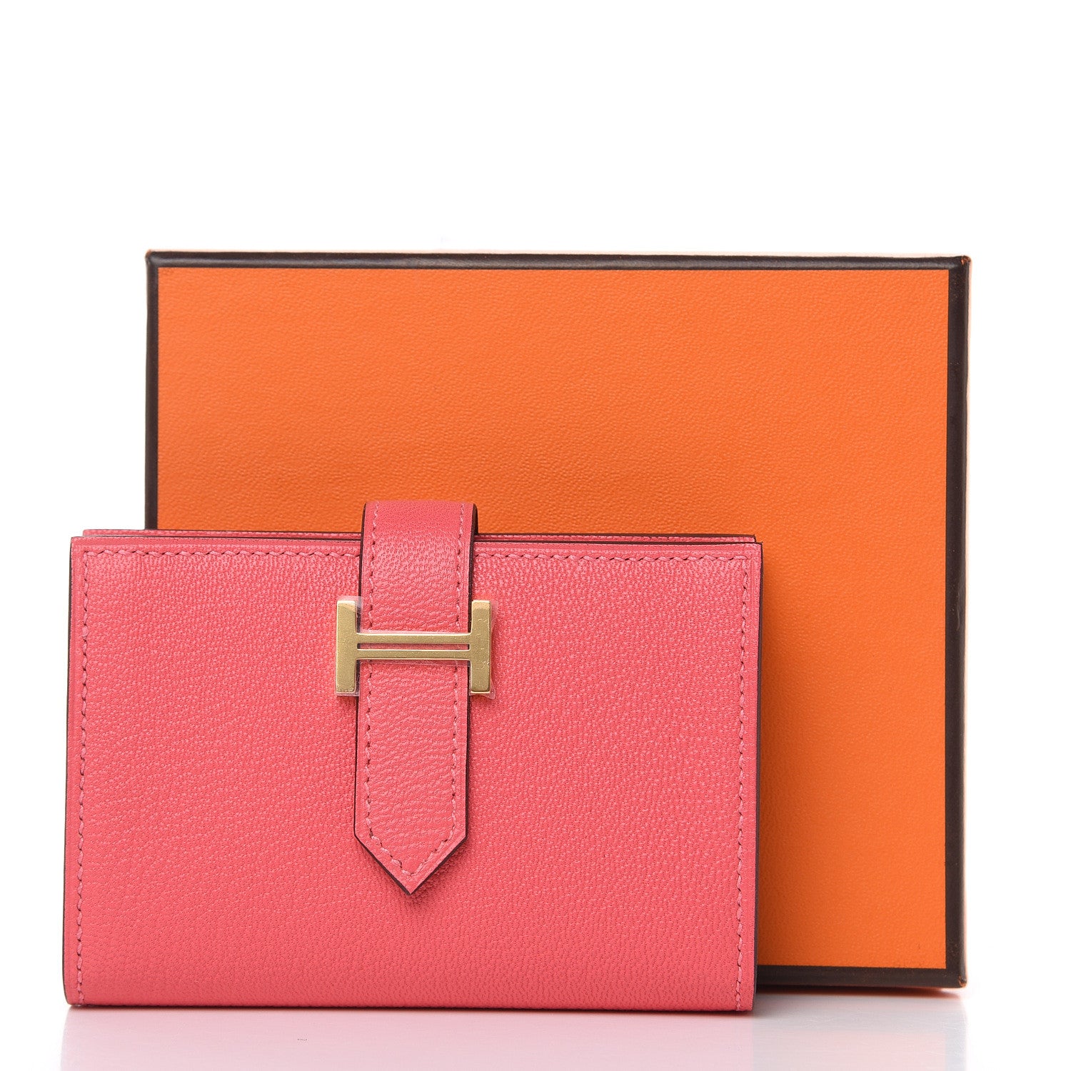 Hermes Chevre Mysore Mini Bearn Wallet Rose Lipstick 8 of 8