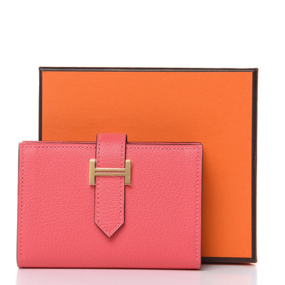 Hermes Chevre Mysore Mini Bearn Wallet Rose Lipstick 8 of 8