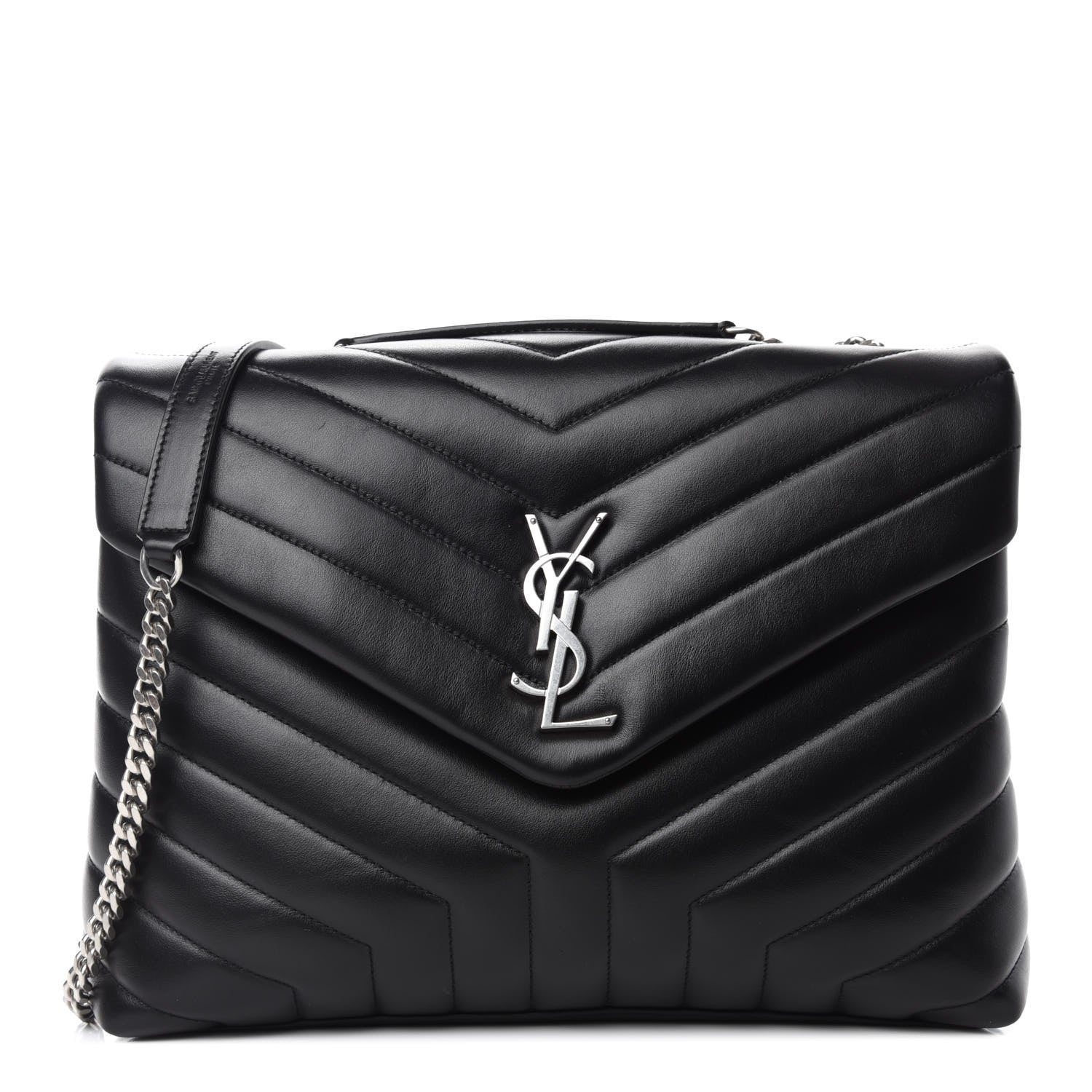 Saint Laurent Calfskin Y Quilted Monogram Medium Loulou Chain Satchel Black 1 of 11