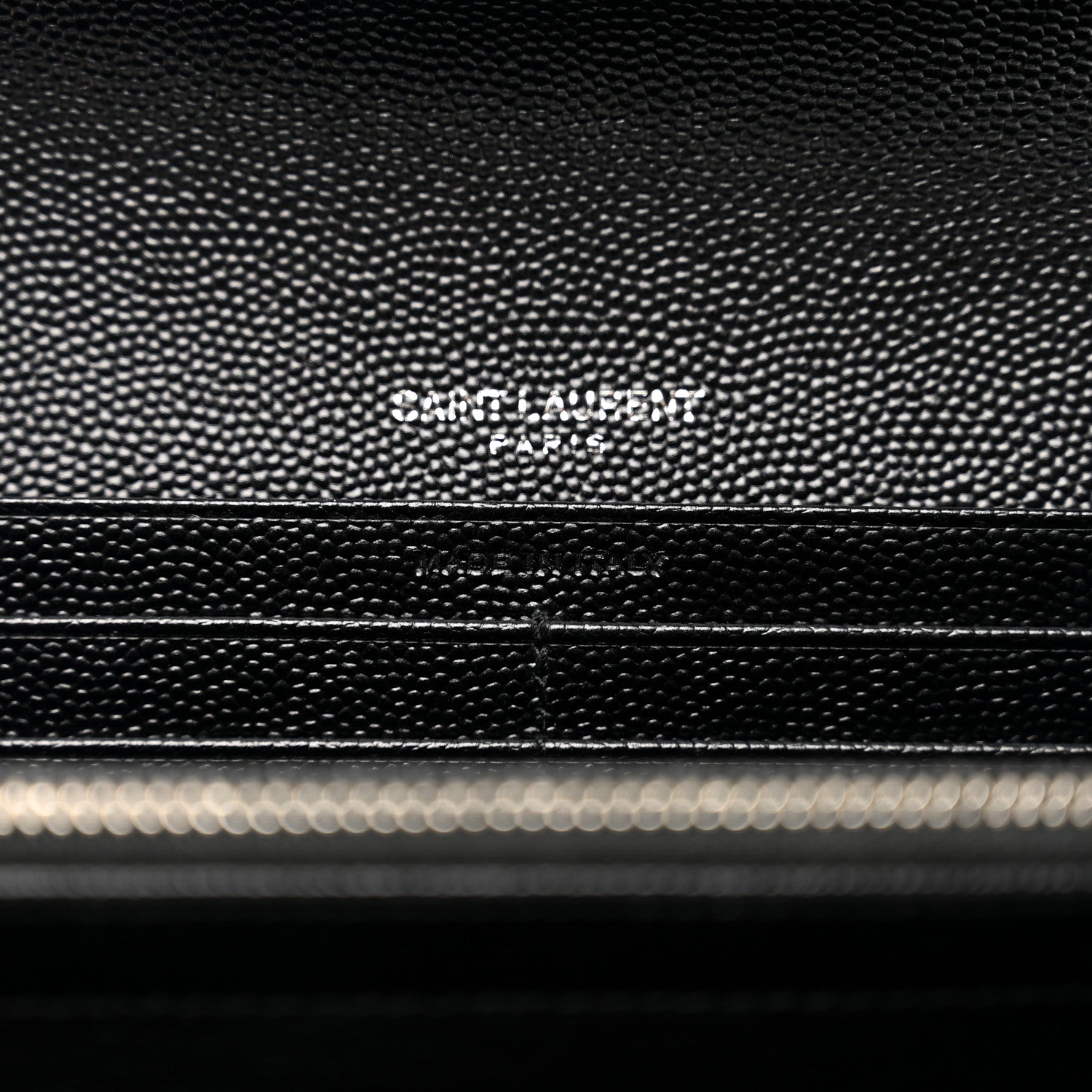 Saint Laurent Grain De Poudre Matelasse Chevron Monogram Flap Wallet Black 7 of 8