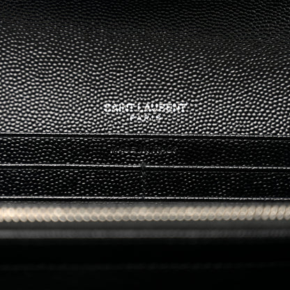 Saint Laurent Grain De Poudre Matelasse Chevron Monogram Flap Wallet Black 7 of 8