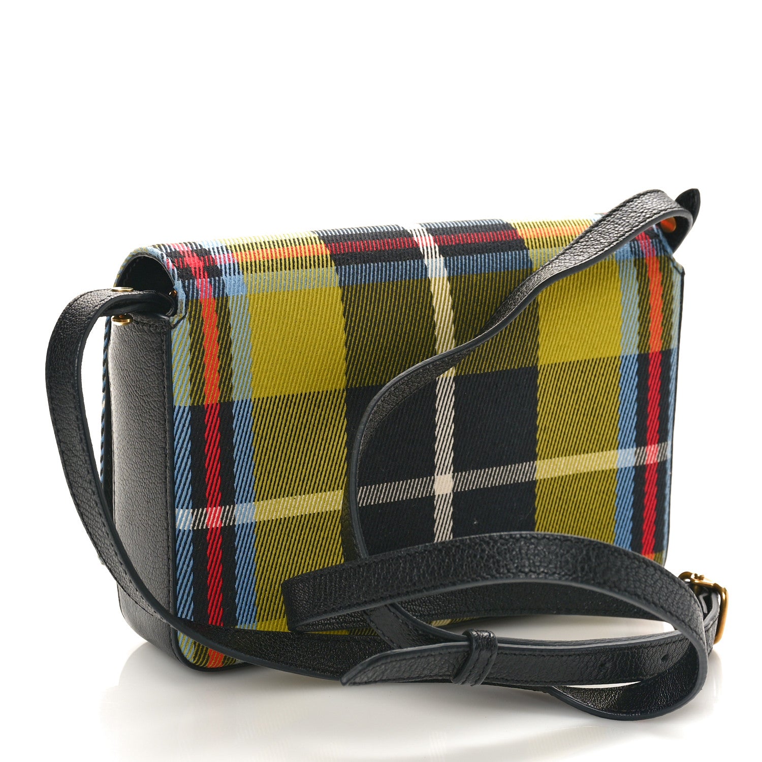 Burberry Canvas Tartan Mix Hampshire Wallet on Chain Yellow Multicolor 3 of 9