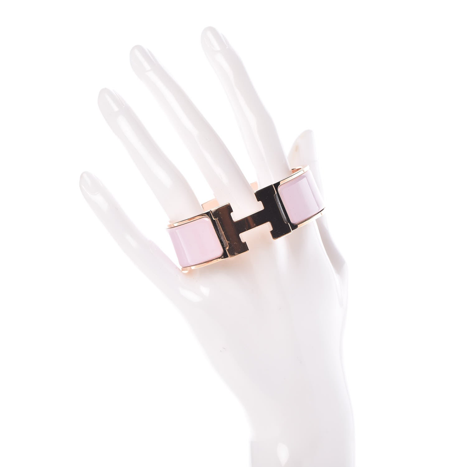 Hermes Enamel Wide Clic Clac H Bracelet PM Rose Dragee 2 of 6