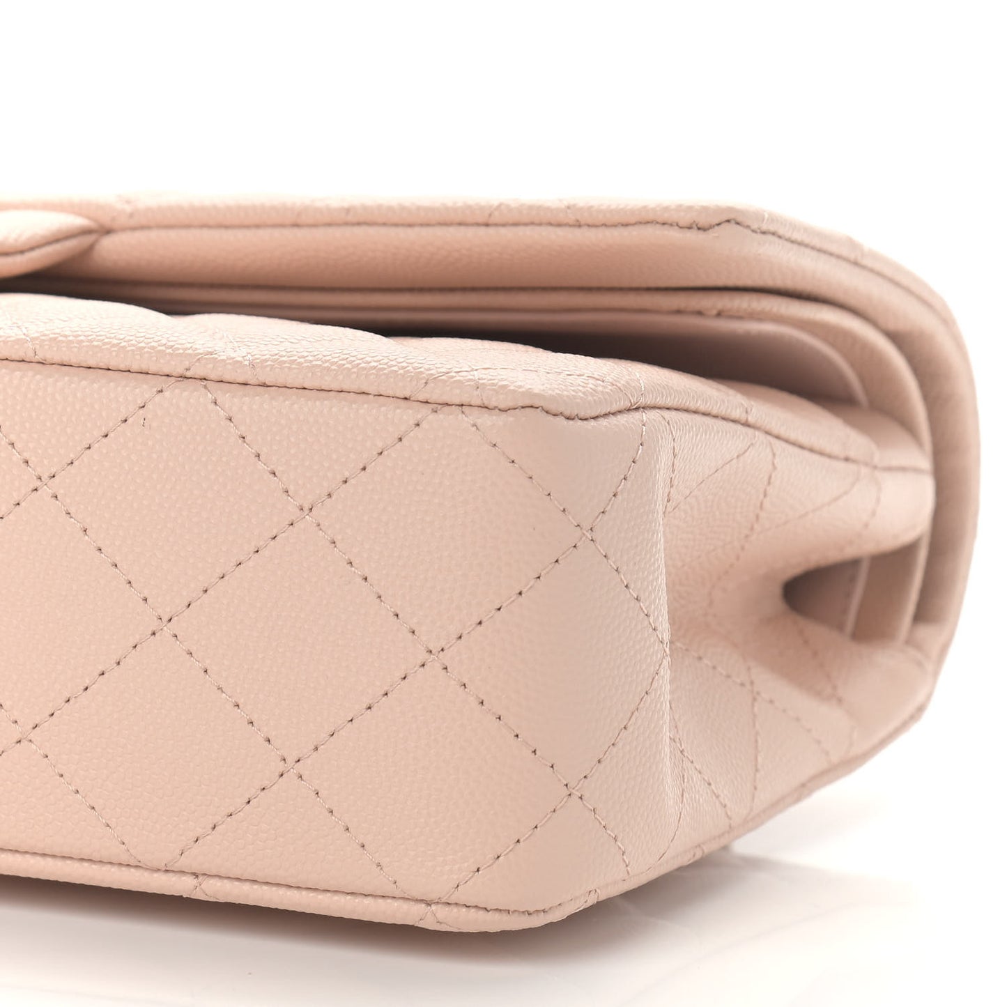 Caviar Quilted Medium Double Flap Light Beige