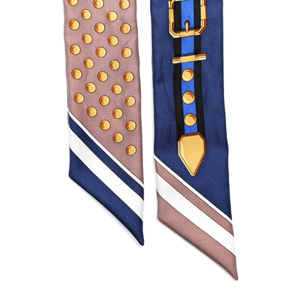 Hermes Silk Grand Tralala Twilly Marron Glacé Marine Gold 2 of 4