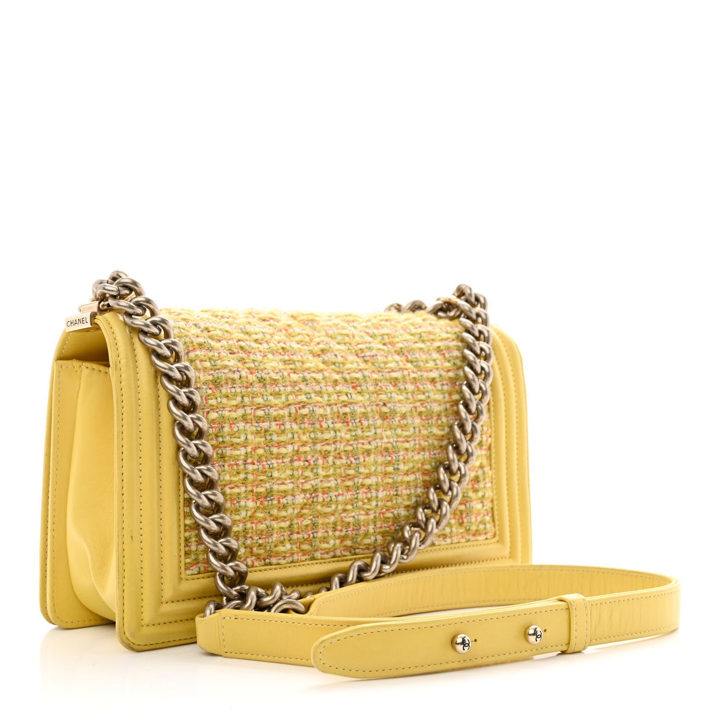 Tweed Lambskin Medium Boy Flap Yellow