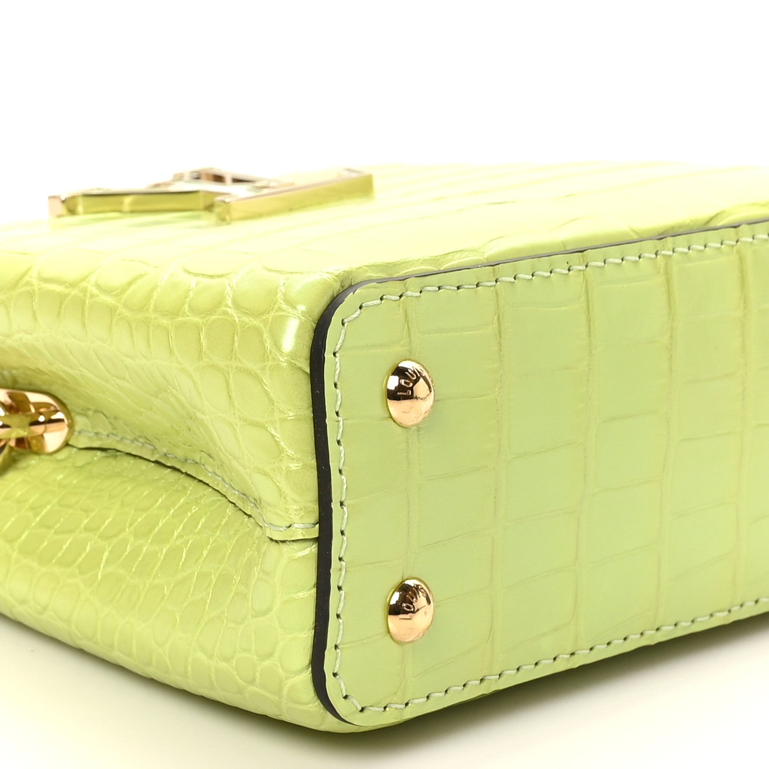 Louis Vuitton Iridescent Alligator Nano Capucines Lime 9 of 10
