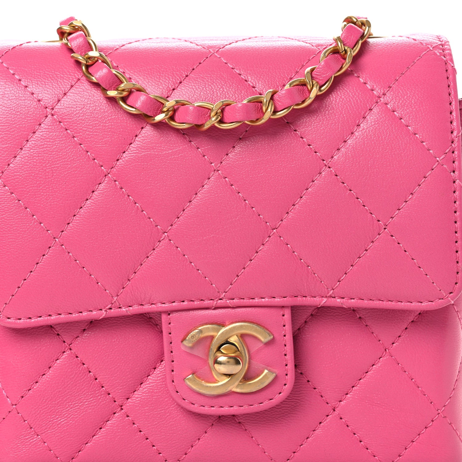 Chanel Goatskin Quilted Mini Square Flap Pink 8 of 12