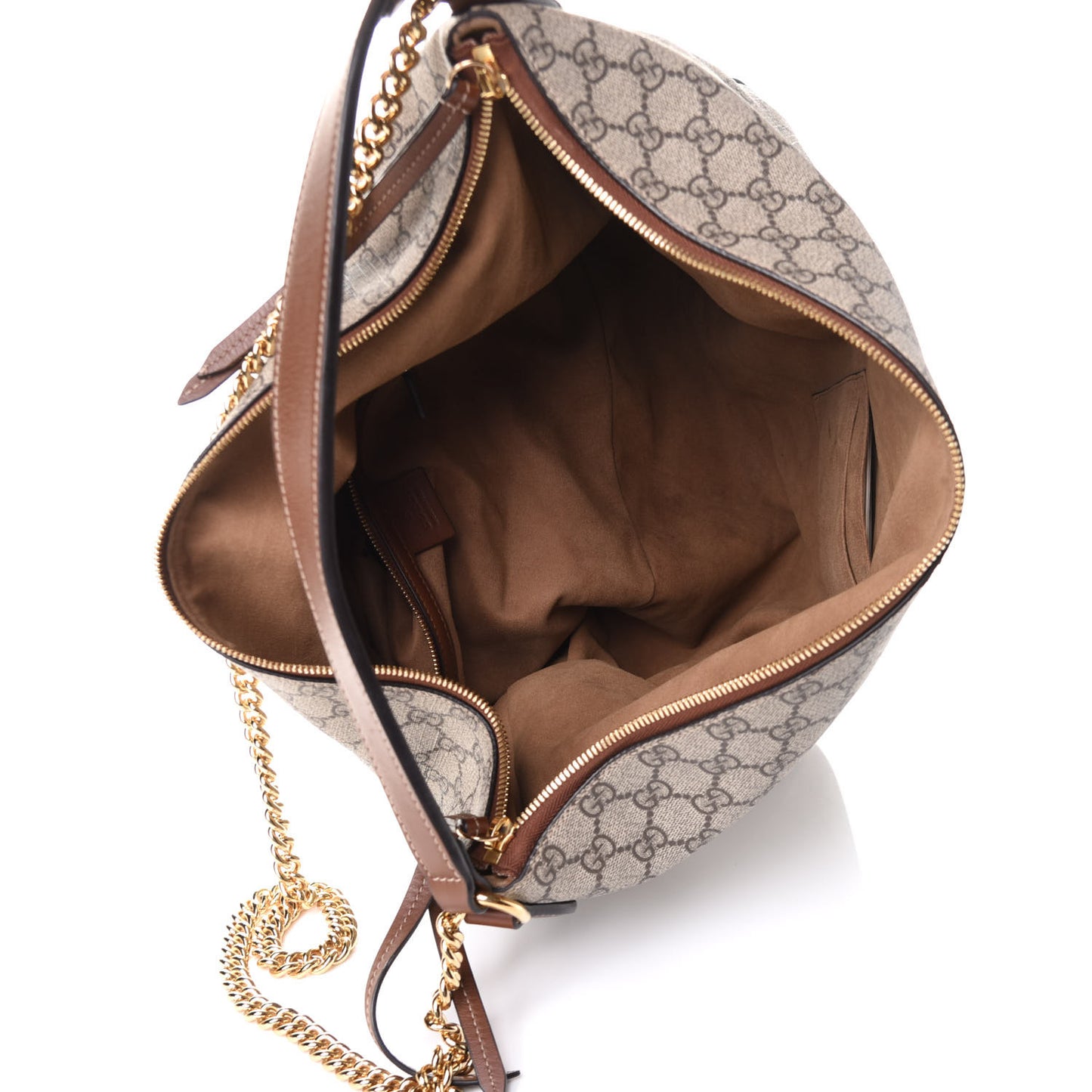 GG Supreme Monogram Large Linea A Hobo Light Brown