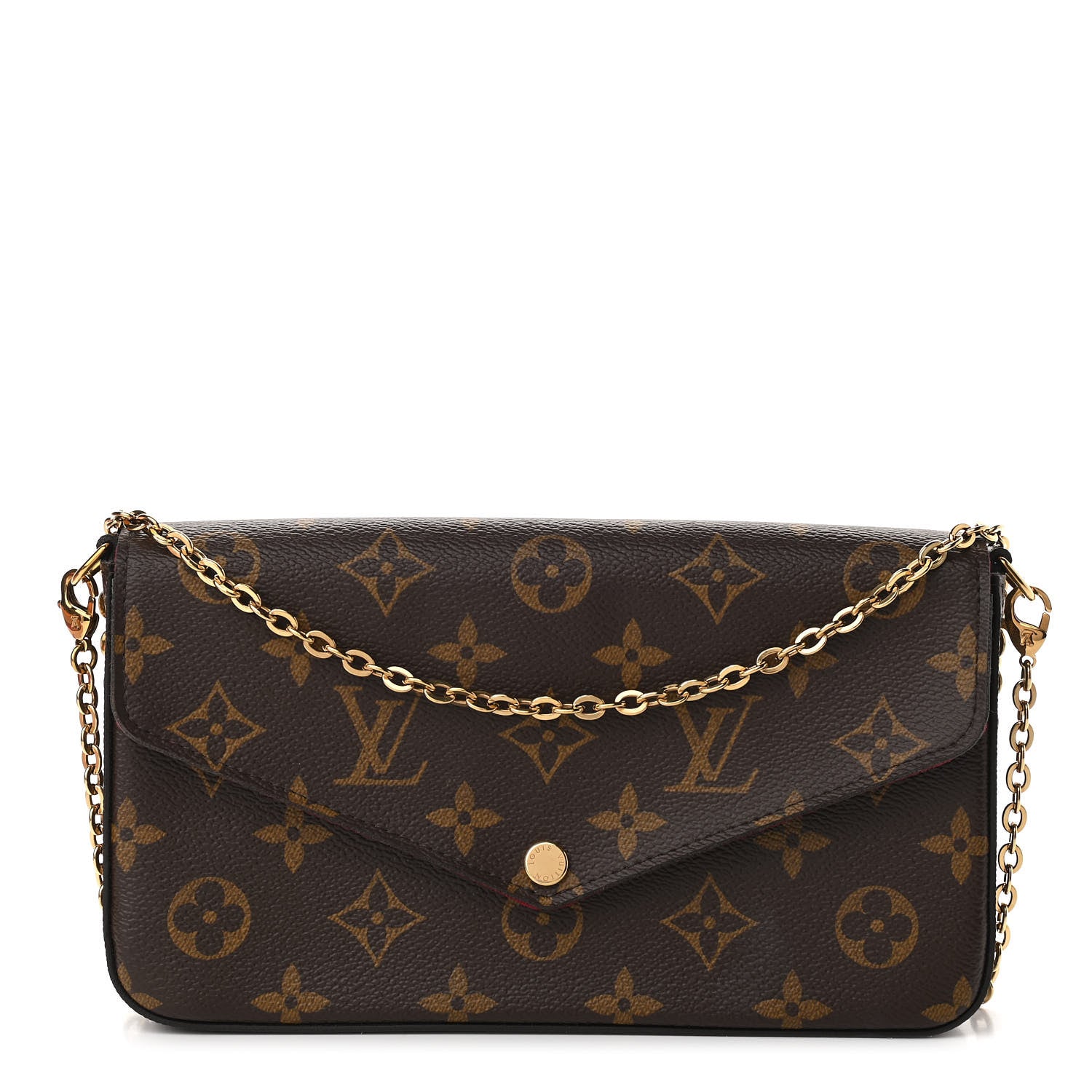 Louis Vuitton Monogram Pochette Felicie Chain Wallet Fuchsia 2 of 11