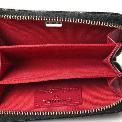 Chanel Lambskin Quilted Chanel 19 Zip Around Coin Purse Wallet Black 5 of 8