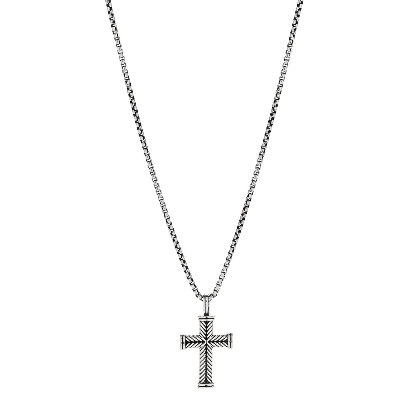 Sterling Silver Chevron Cross Pendant Necklace