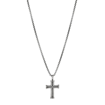 David Yurman Sterling Silver Chevron Cross Pendant Necklace 1 of 6