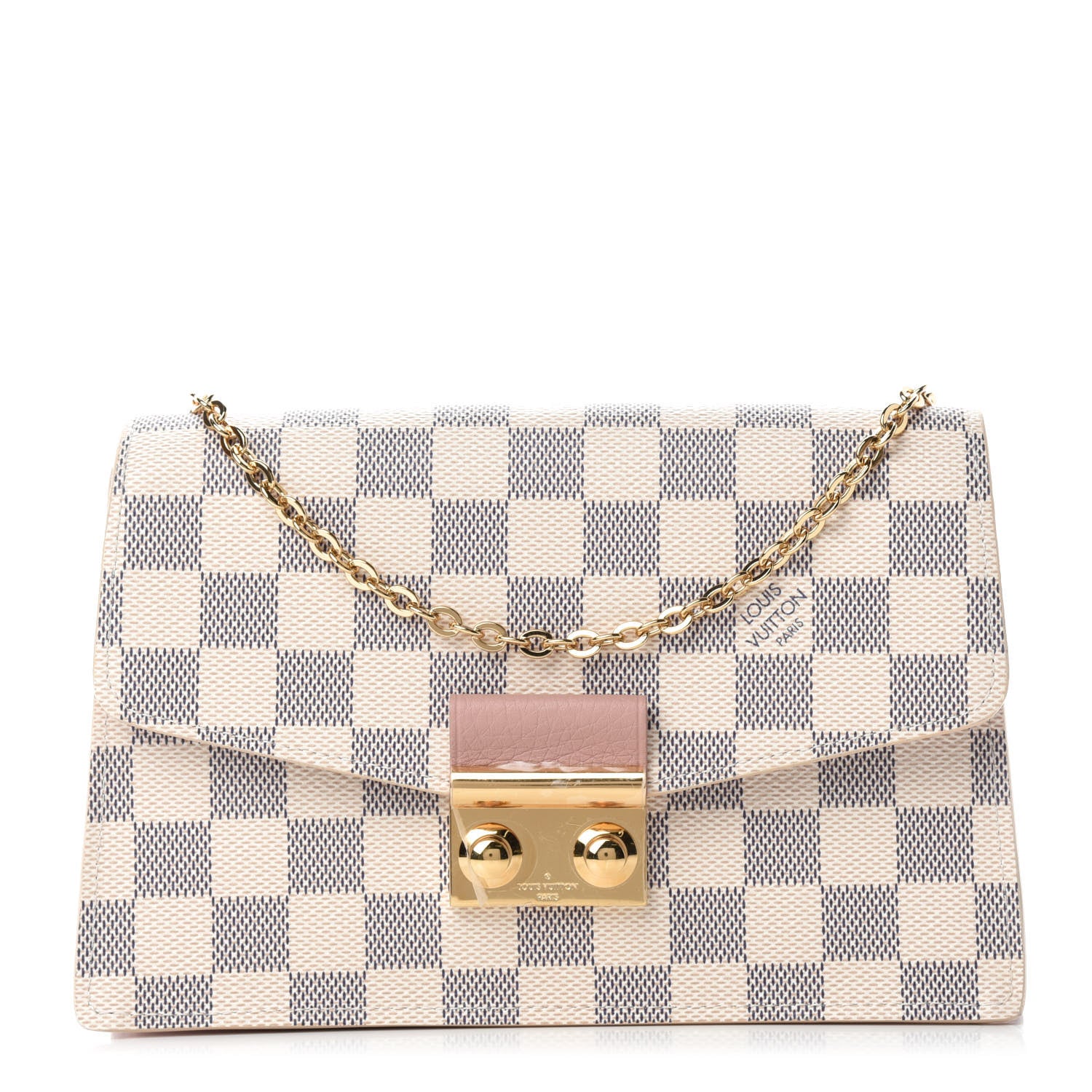 Louis Vuitton Damier Azur Croisette Chain Wallet Rose Ballerine 1 of 10