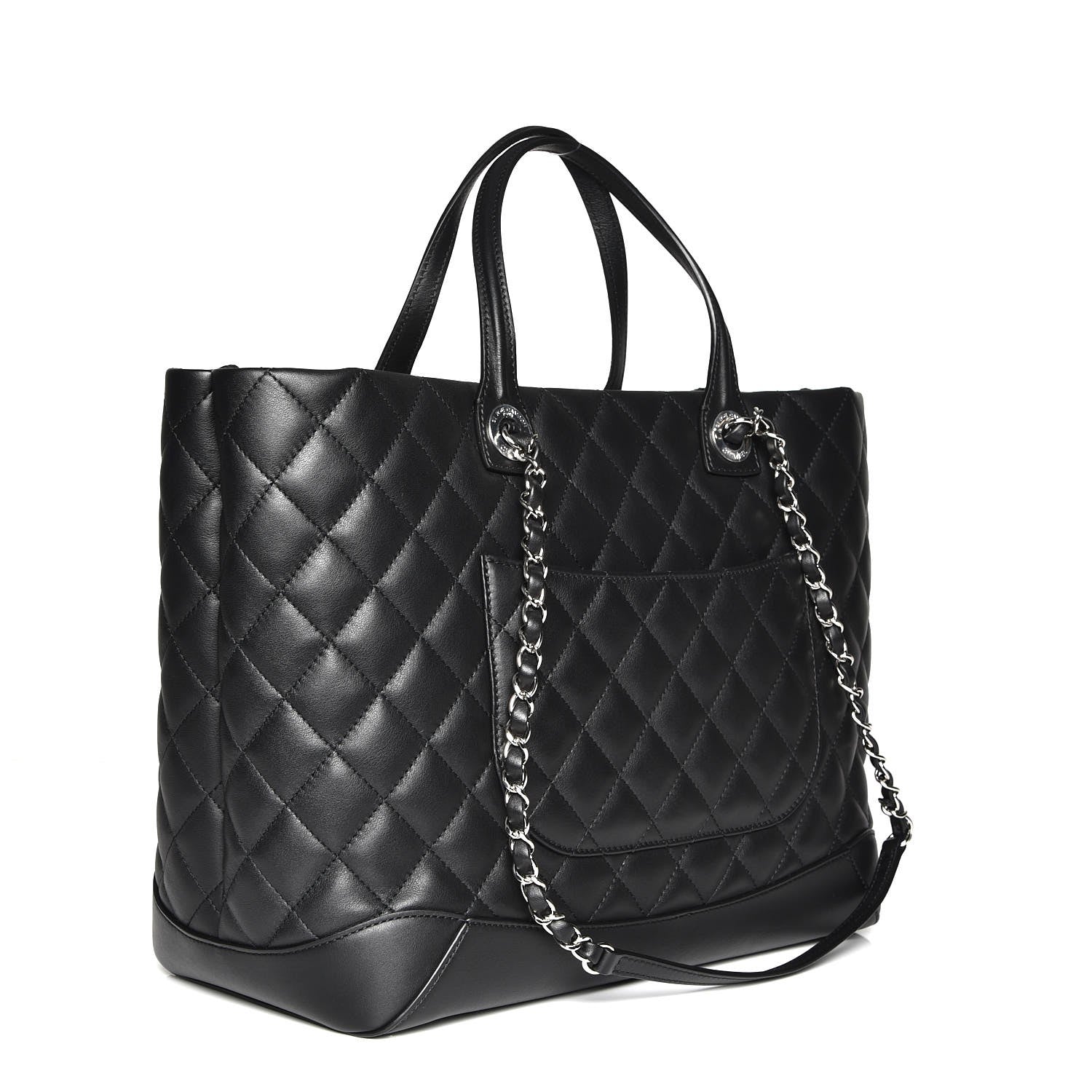 Chanel Calfskin Quilted Large Easy Shopping Tote Black 4 of 9