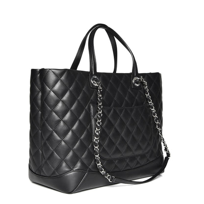 Chanel Calfskin Quilted Large Easy Shopping Tote Black 4 of 9
