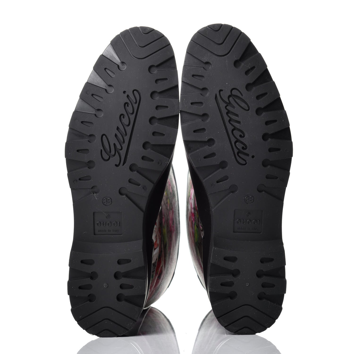 Gucci GG Supreme Monogram Blooms Flat Rubber Boots 38 Beige Multicolor 4 of 6