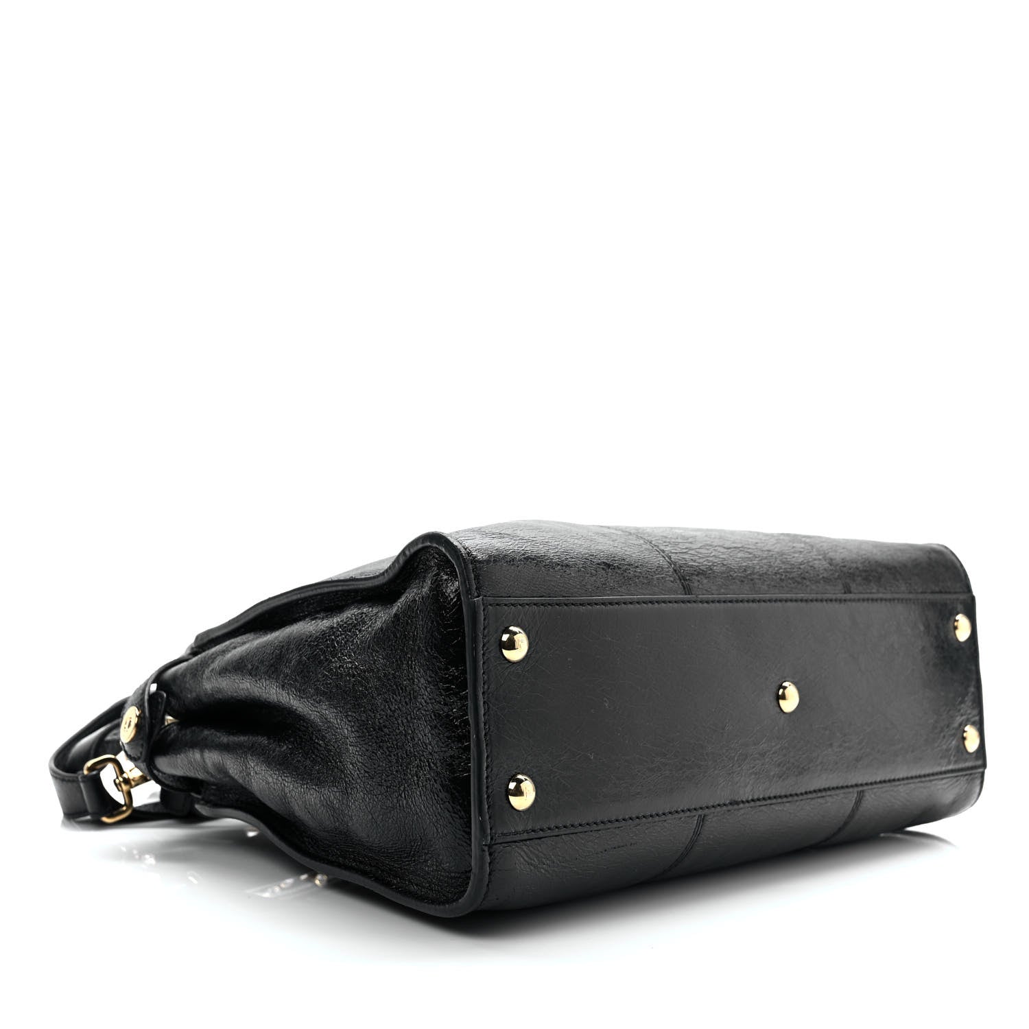 Fendi Agnello Old Shine Medium Peekaboo Iconic Satchel Black 7 of 17