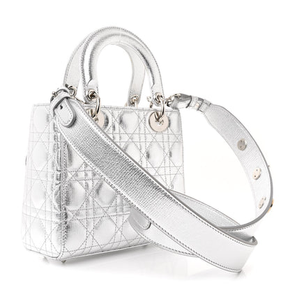 Christian Dior Metallic Grained Calfskin Cannage Small Lucky Badges My Lady Dior Silver 3 of 12
