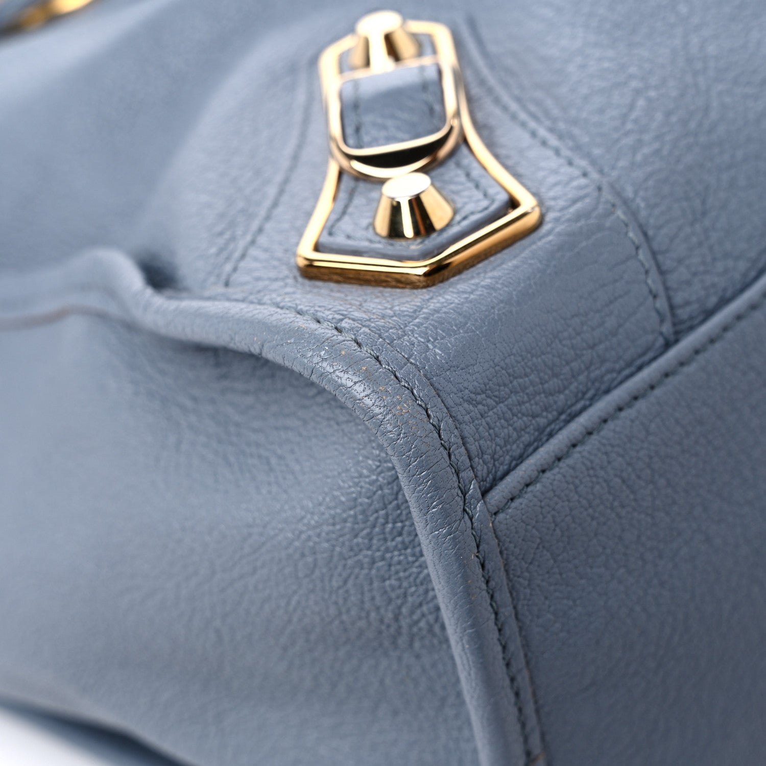 Balenciaga Chevre Gold Metallic Edge Hardware City Bleu Acier 12 of 14