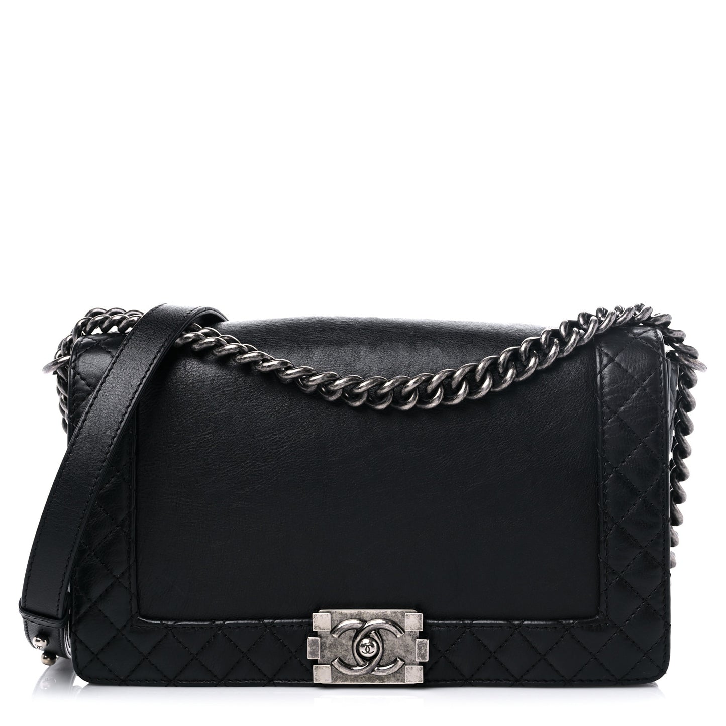 Calfskin New Medium Boy Reverso Flap Black
