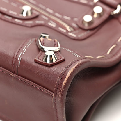Balenciaga Calfskin Topstitch Classic Silver Hardware Mini City Rouge Lie De Vin 12 of 12