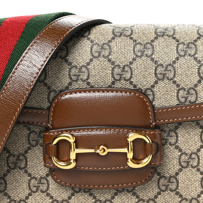 Gucci GG Supreme Monogram Web Mini Horsebit 1955 Shoulder Bag Beige Brown Sugar 8 of 11