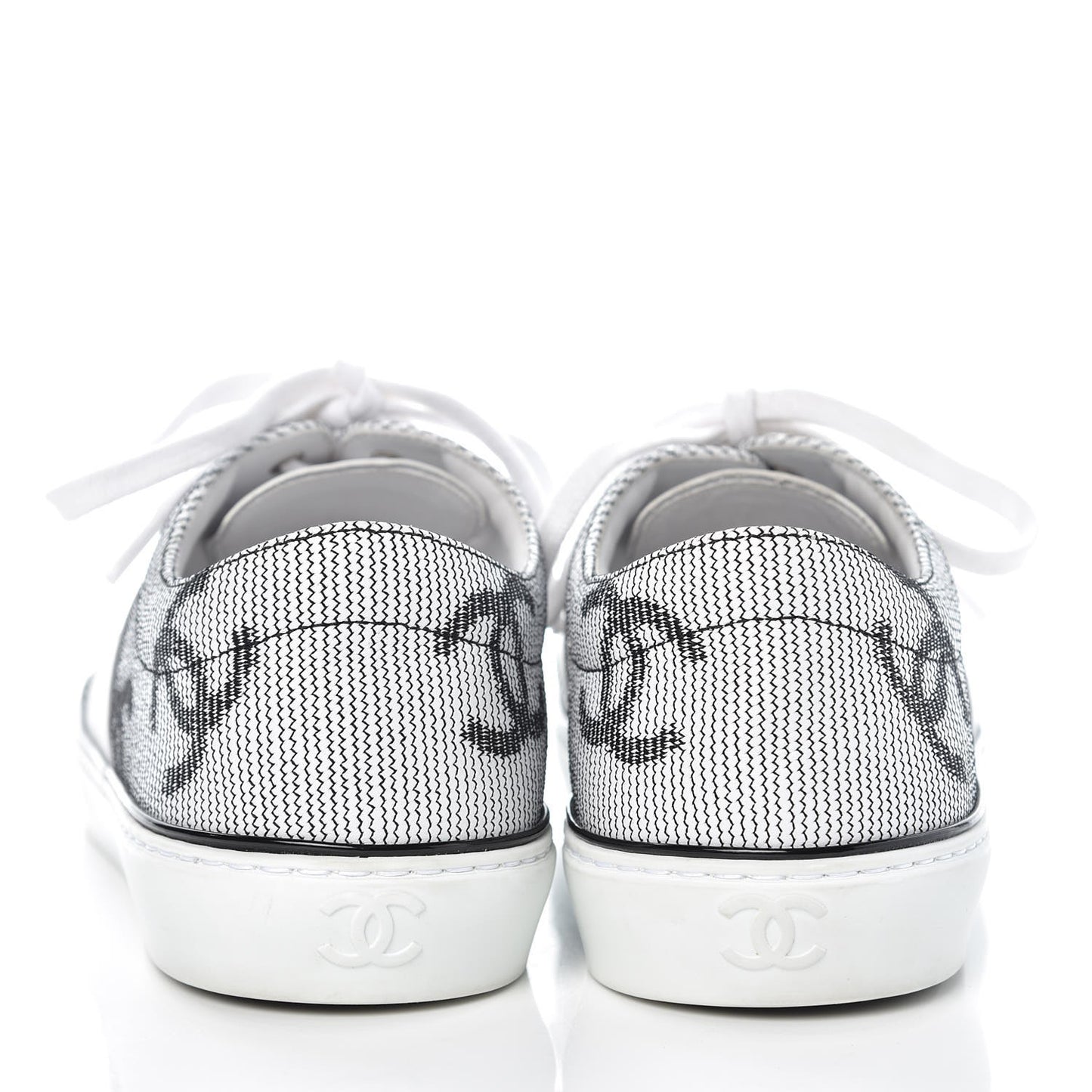 Embroidered Calfskin Womens CC Sneakers 39.5 Black White