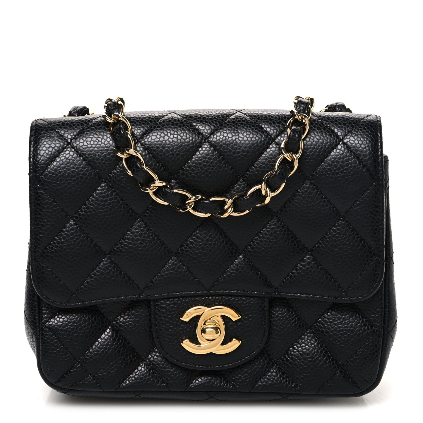 Caviar Quilted Mini Square Flap Black
