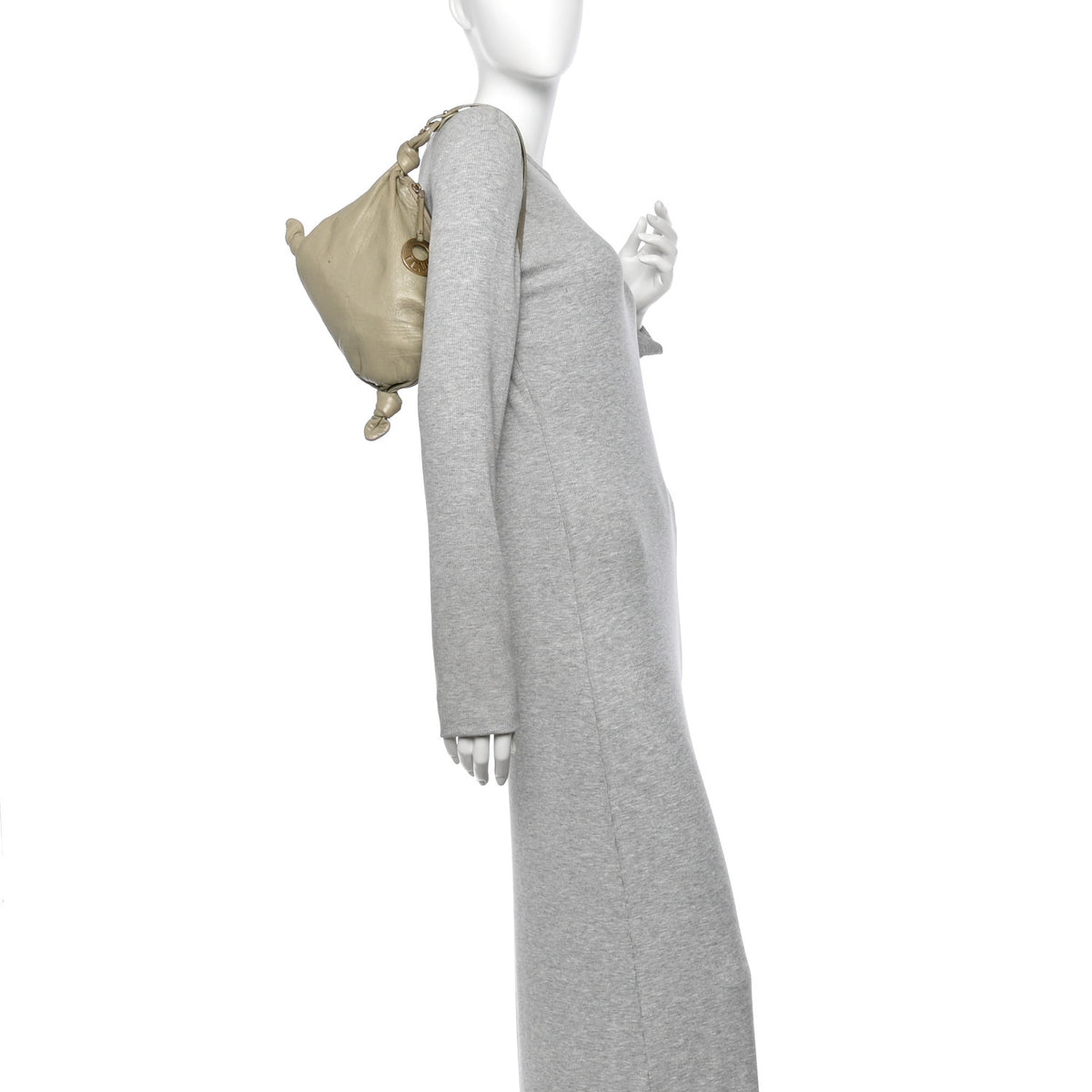 Calfskin Mini Hobo Bag Beige