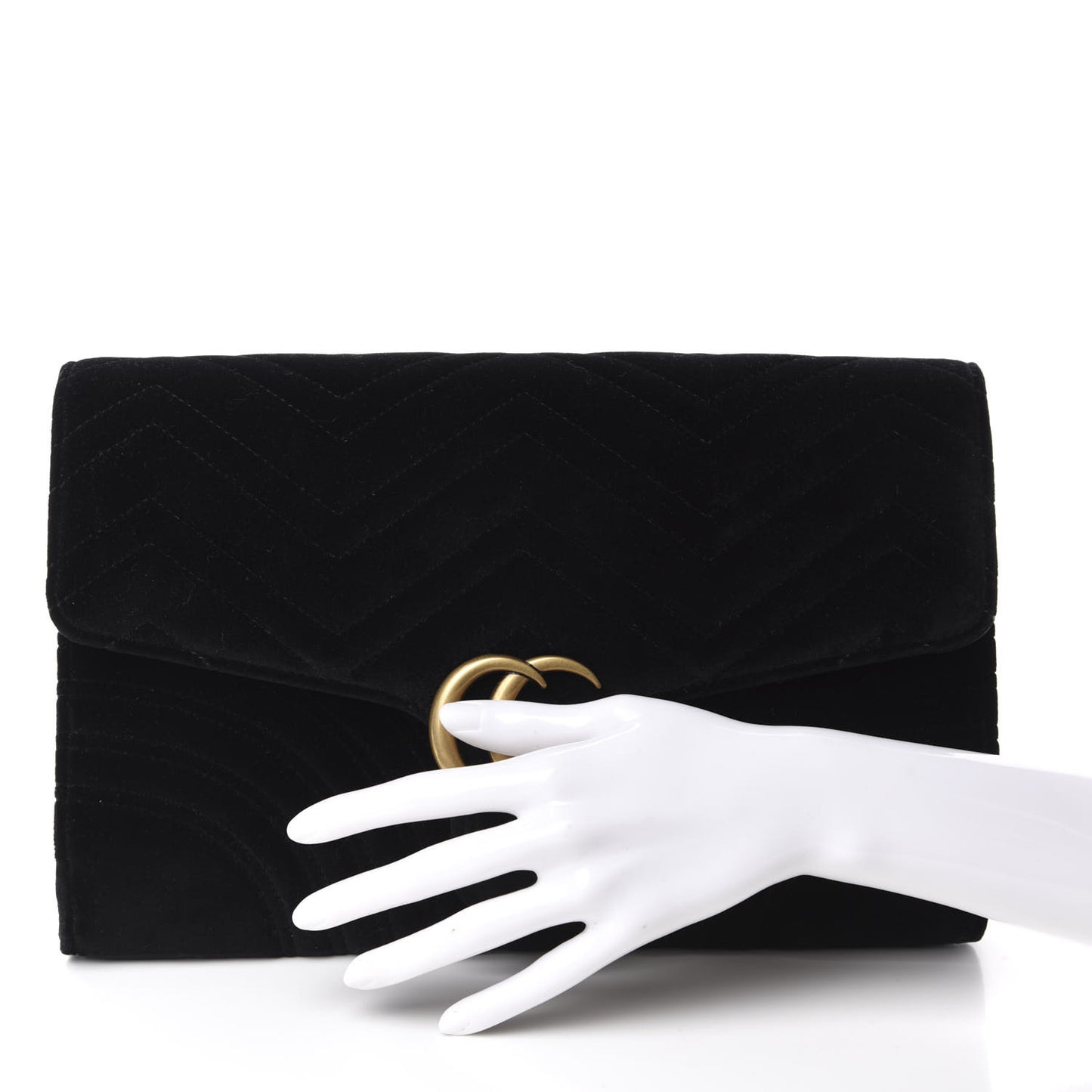 Velvet Matelasse GG Marmont Clutch Black