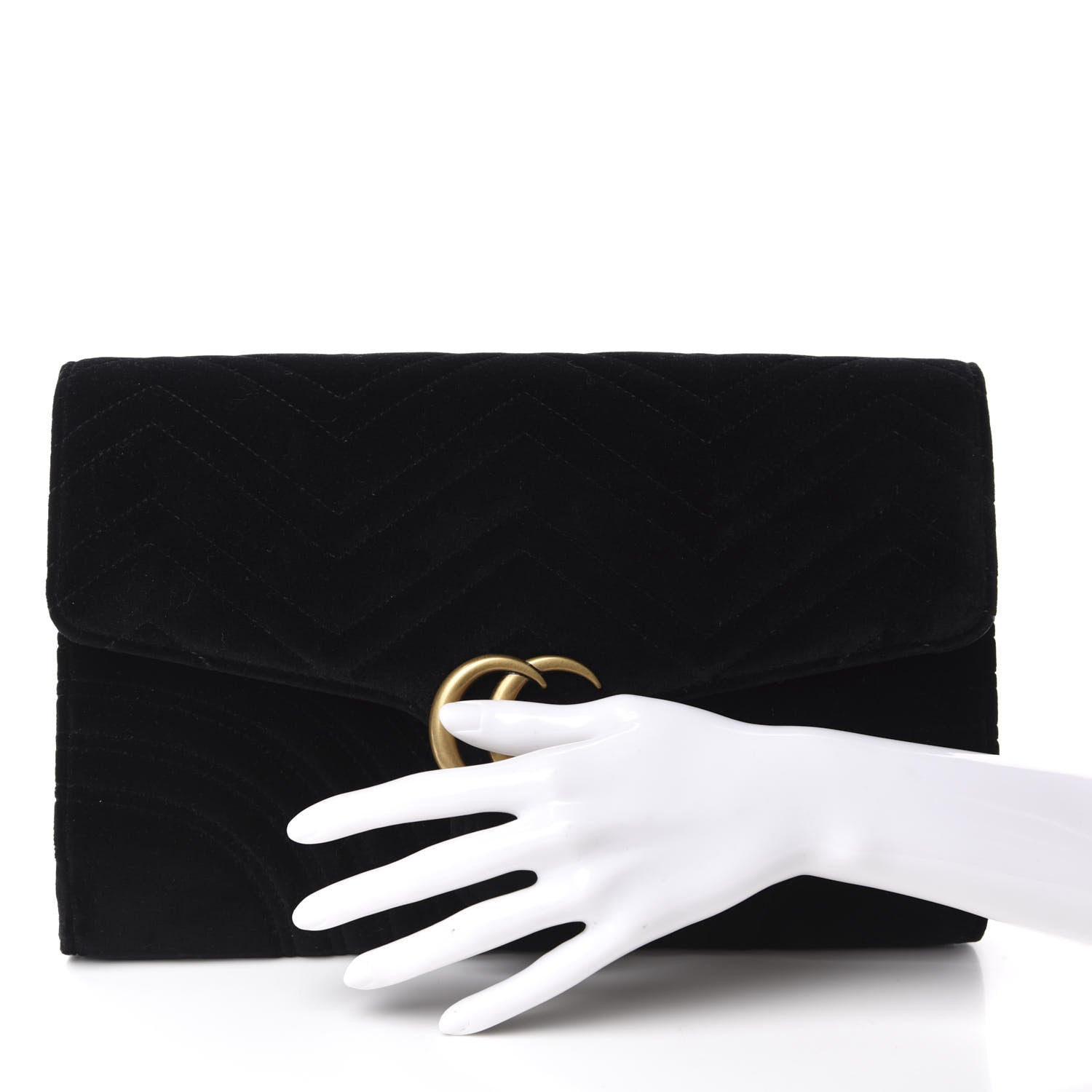 Gucci Velvet Matelasse GG Marmont Clutch Black 2 of 10